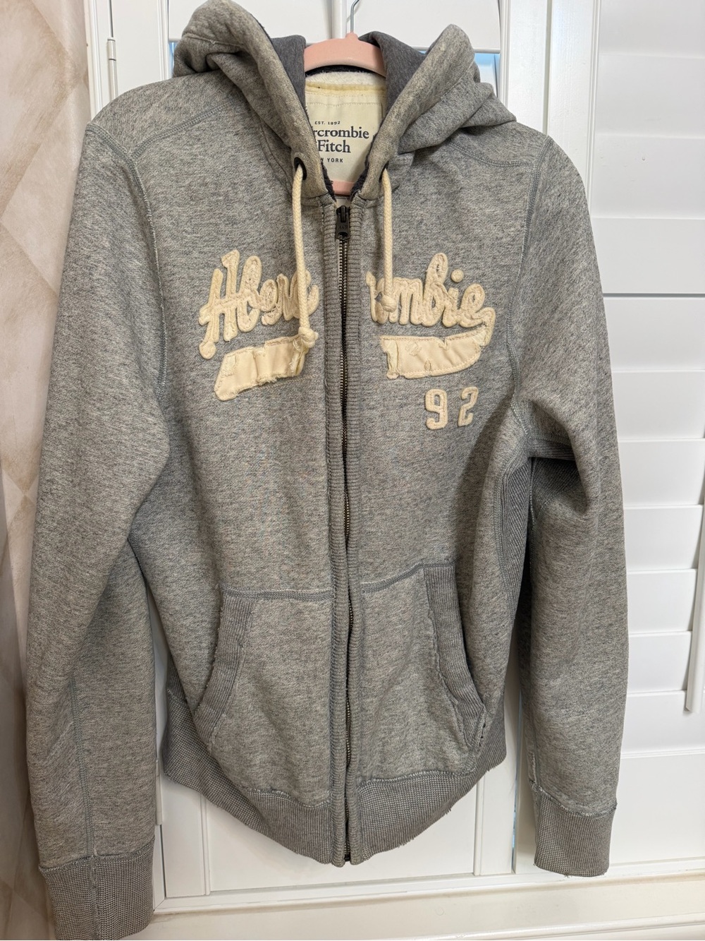 Vintage Y2K Abercrombie & Fitch 92 Full Zip Hoodie Gray Men’s Large